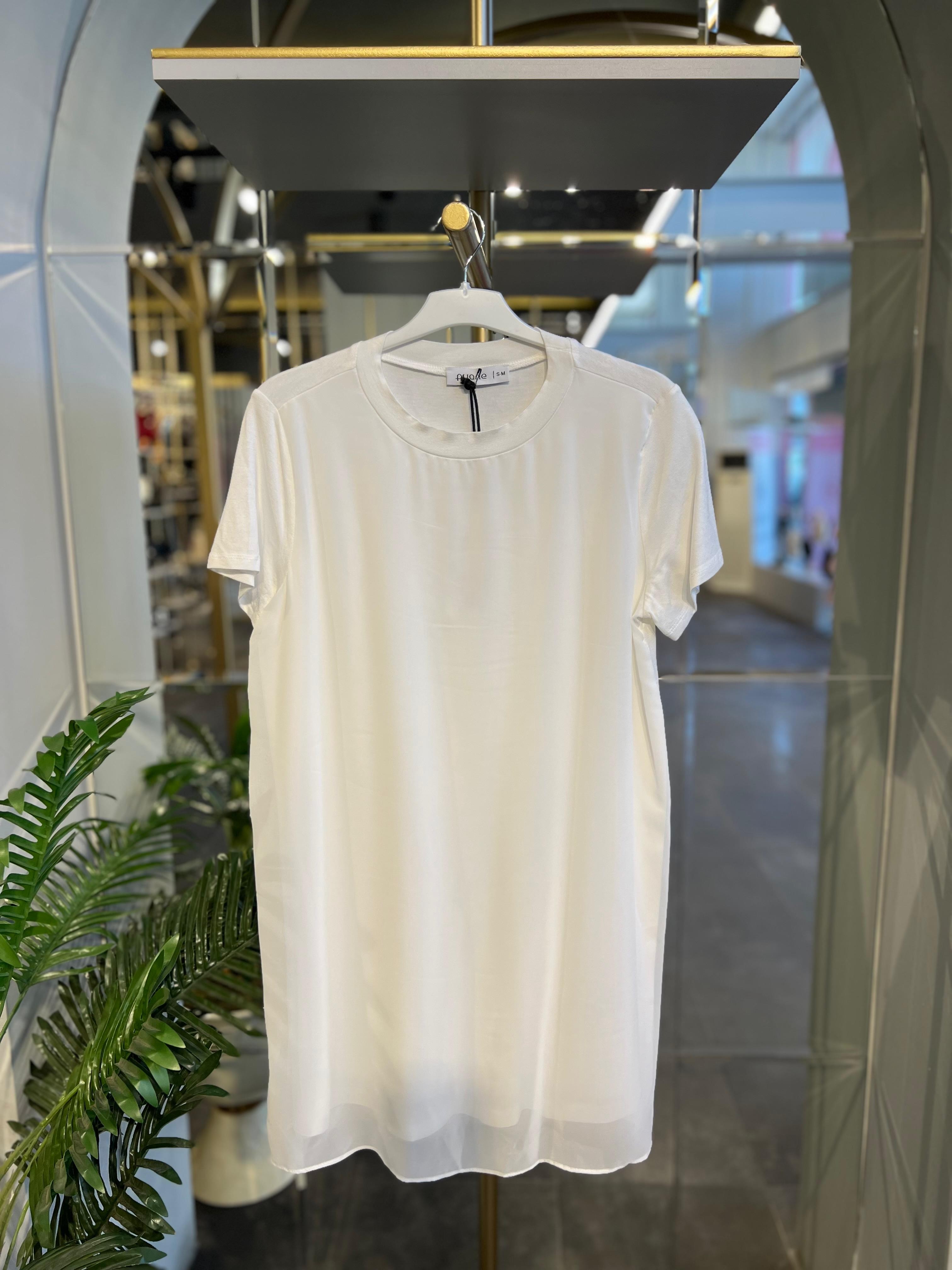 PUANE- ÖNÜ ŞİFON DETAYLI BEYAZ T-SHIRT