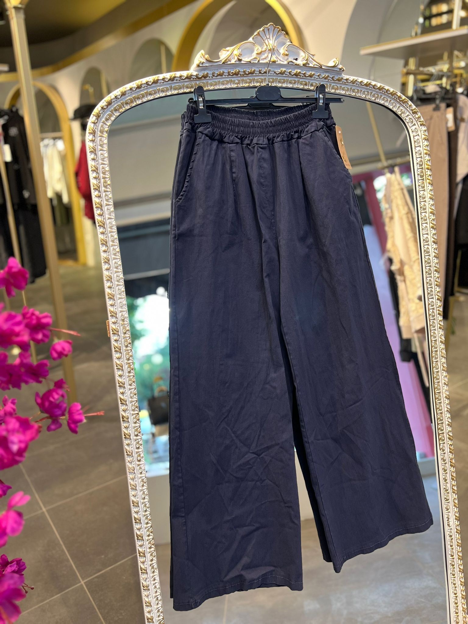 STYLE ELAN-  İTHAL LACİVERT PALAZZO PANTOLON