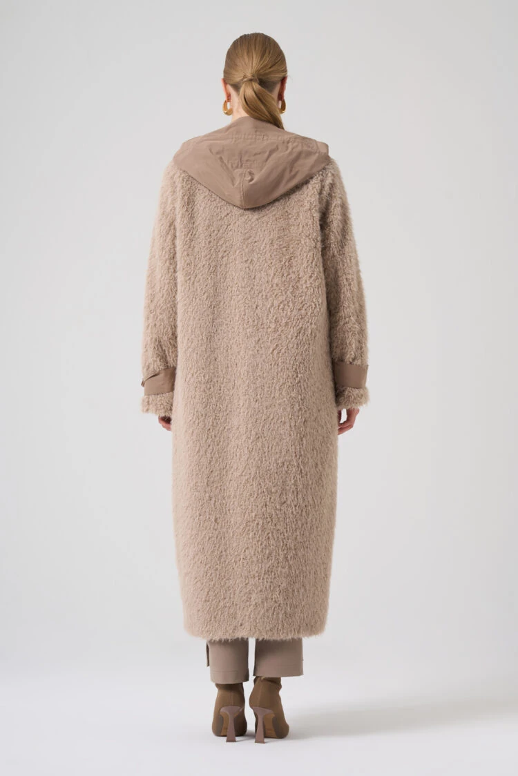 MASCARA- KAPÜŞONLU PELUŞ TOPRAK KABAN