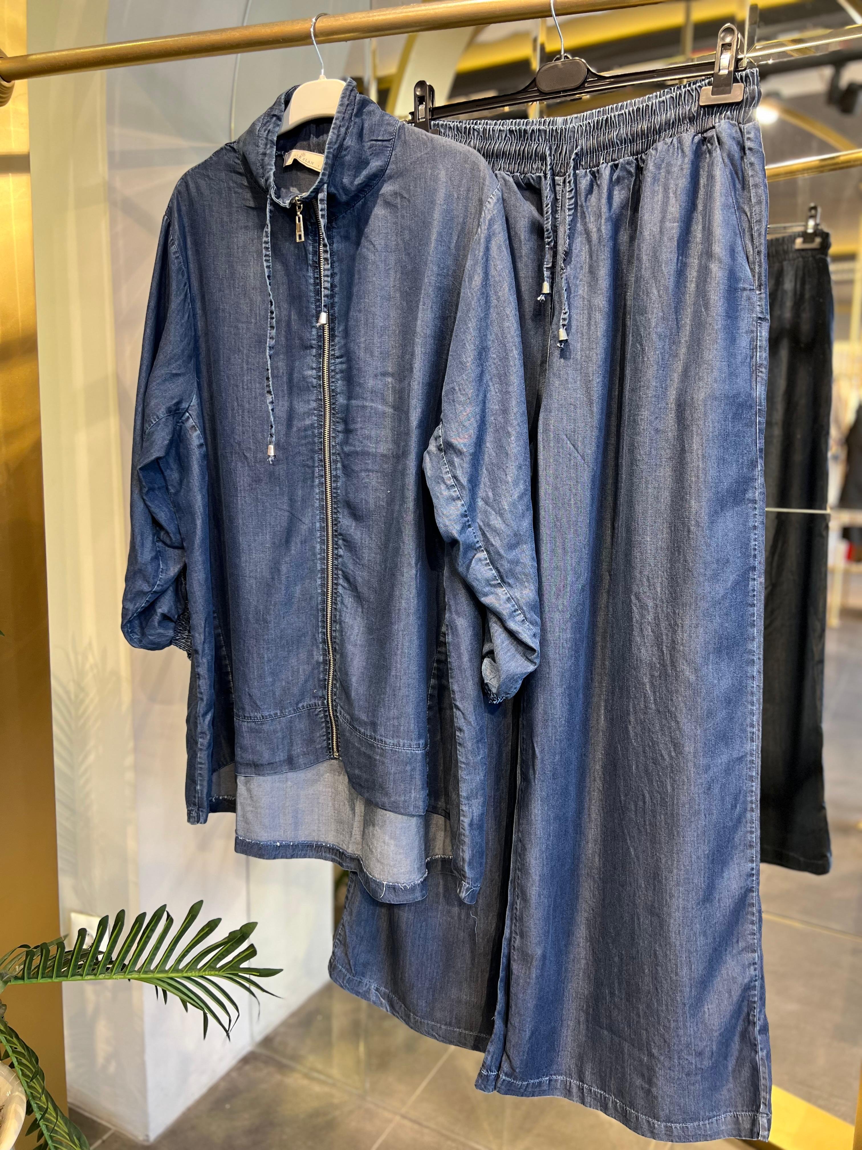 STYLE ELAN- TENSEL İNCE KOT KOYU MAVİ TAKIM