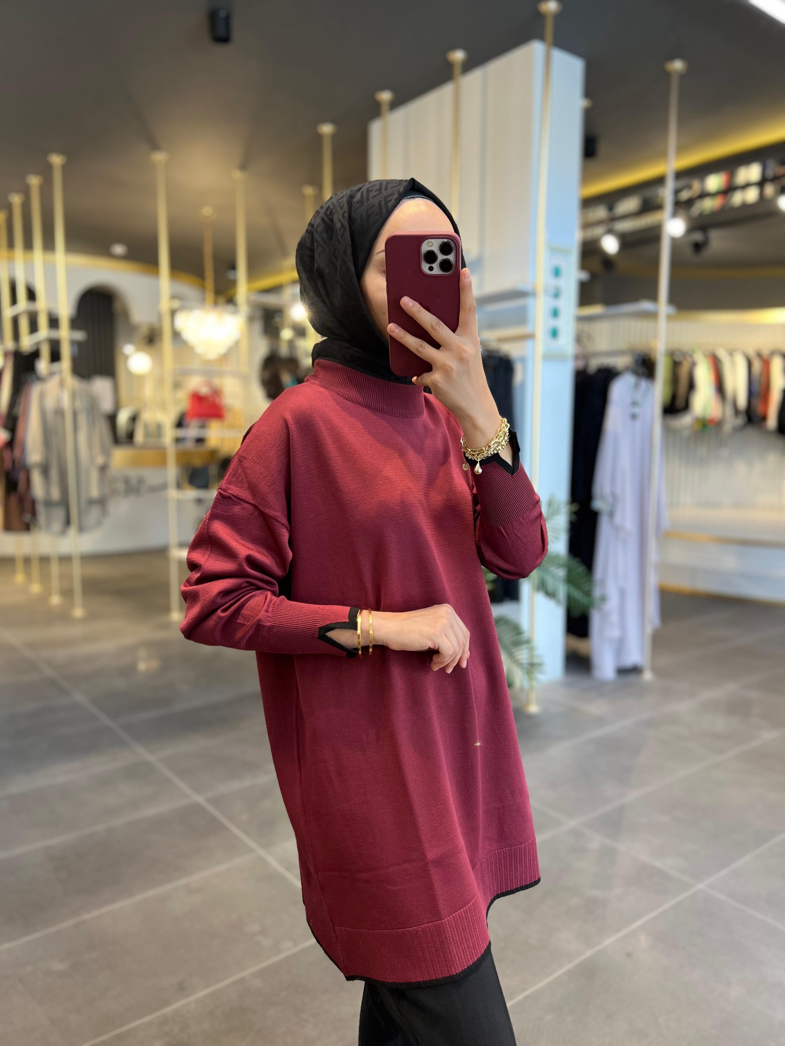 N'PRİVE- MERSERİZE BORDO TUNİK