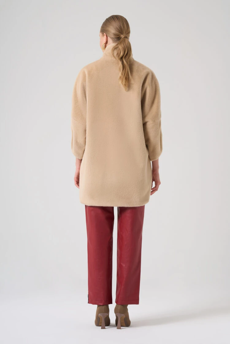 MASCARA- DİK YAKA BEJ SUNİ KÜRK