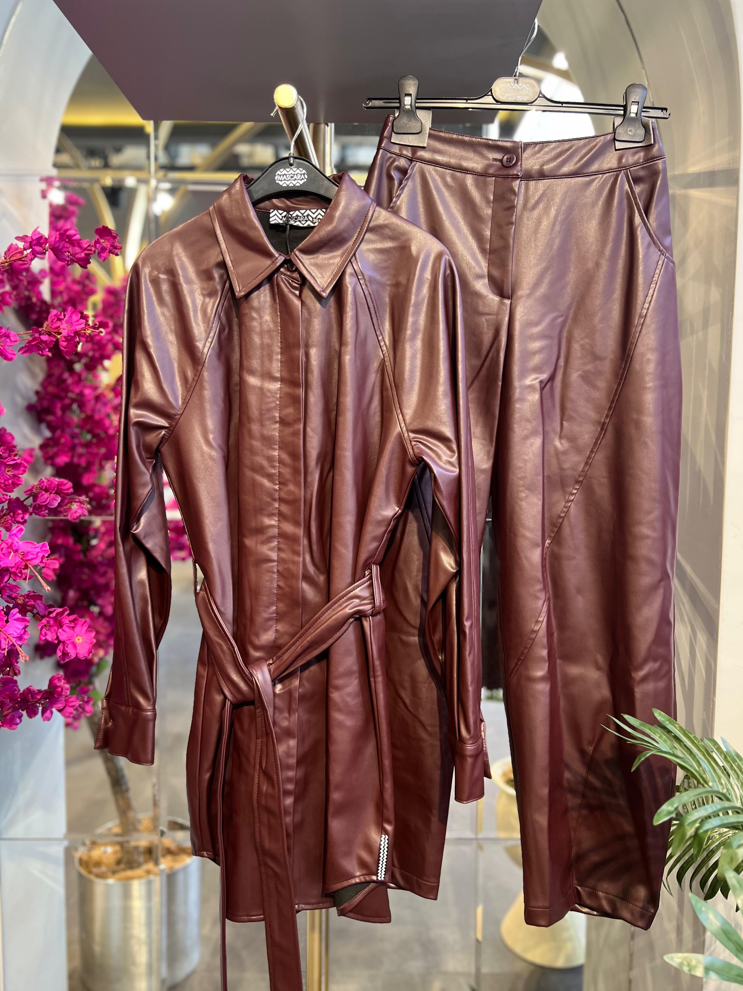 MASCARA- İÇİ ŞARDONLU DERİ BORDO TAKIM