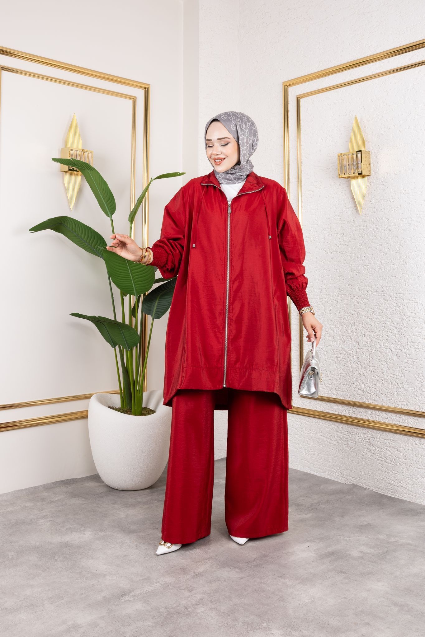STYLE ELAN- UZUN TENSEL KUMAŞ KIRMIZI TAKIM
