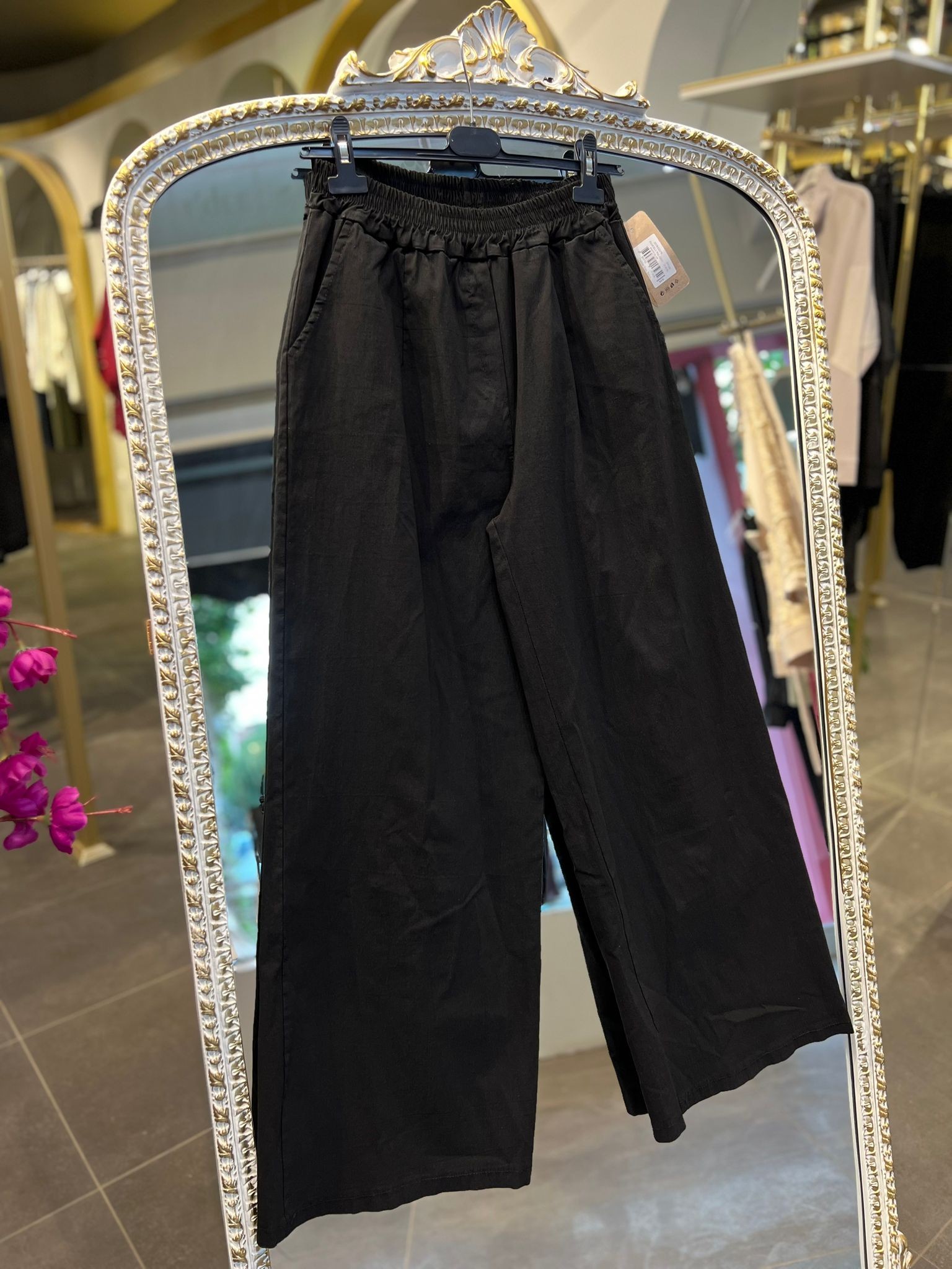 STYLE LAN- İTHAL SİYAH PALAZZO PANTOLON