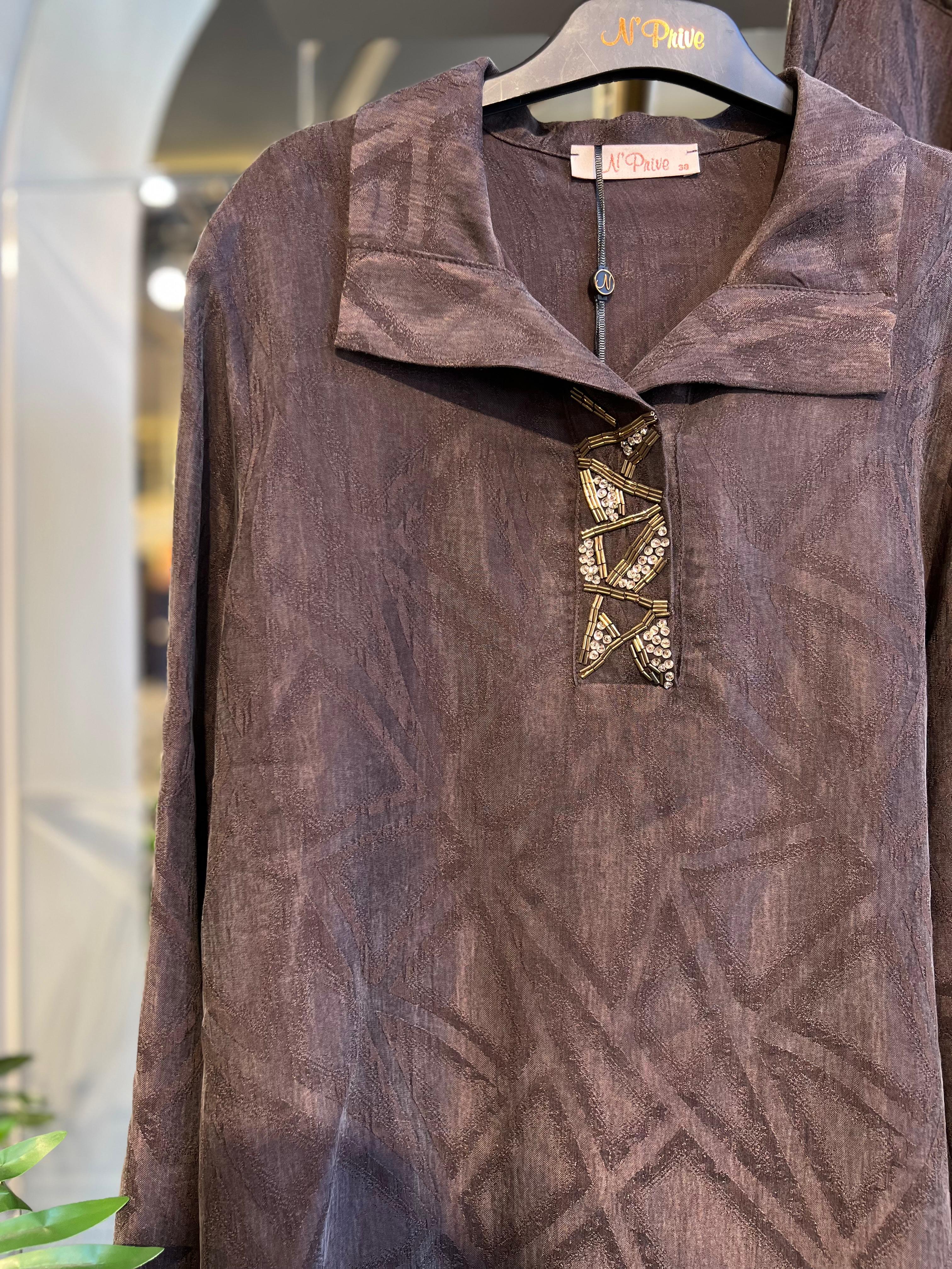 N'PRİVE- YAKA DETAYLI İPEK CUPRA TAKIM