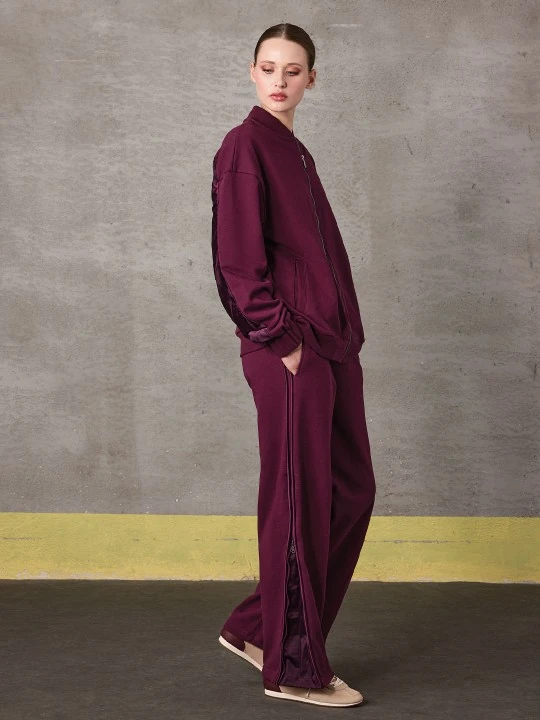 UNIQUE- SWEAT KUMAŞLI BORDO EŞOFMAN TAKIMI