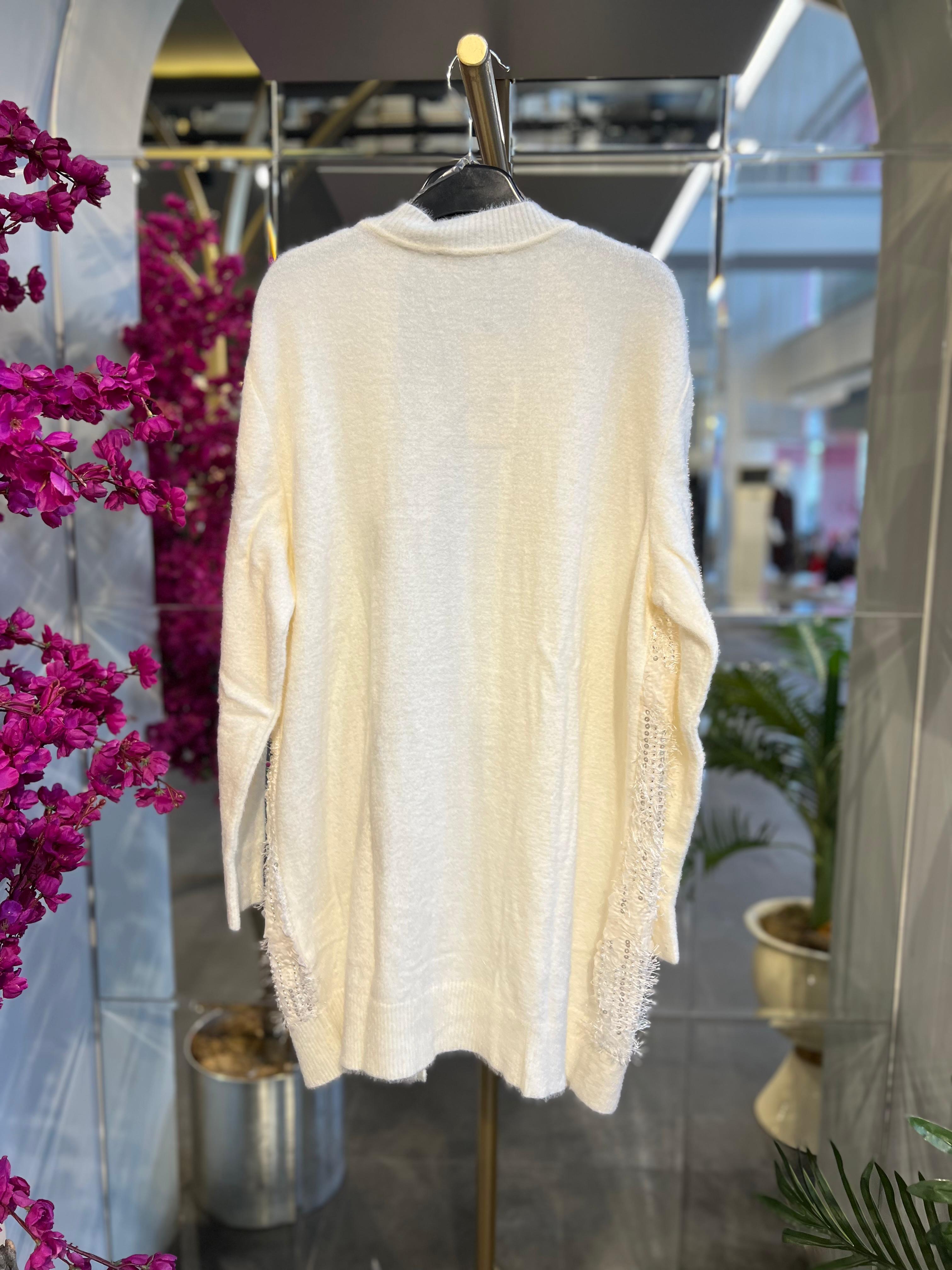 MY312- ÖNÜ TAŞLI EKRU TRİKO HIRKA