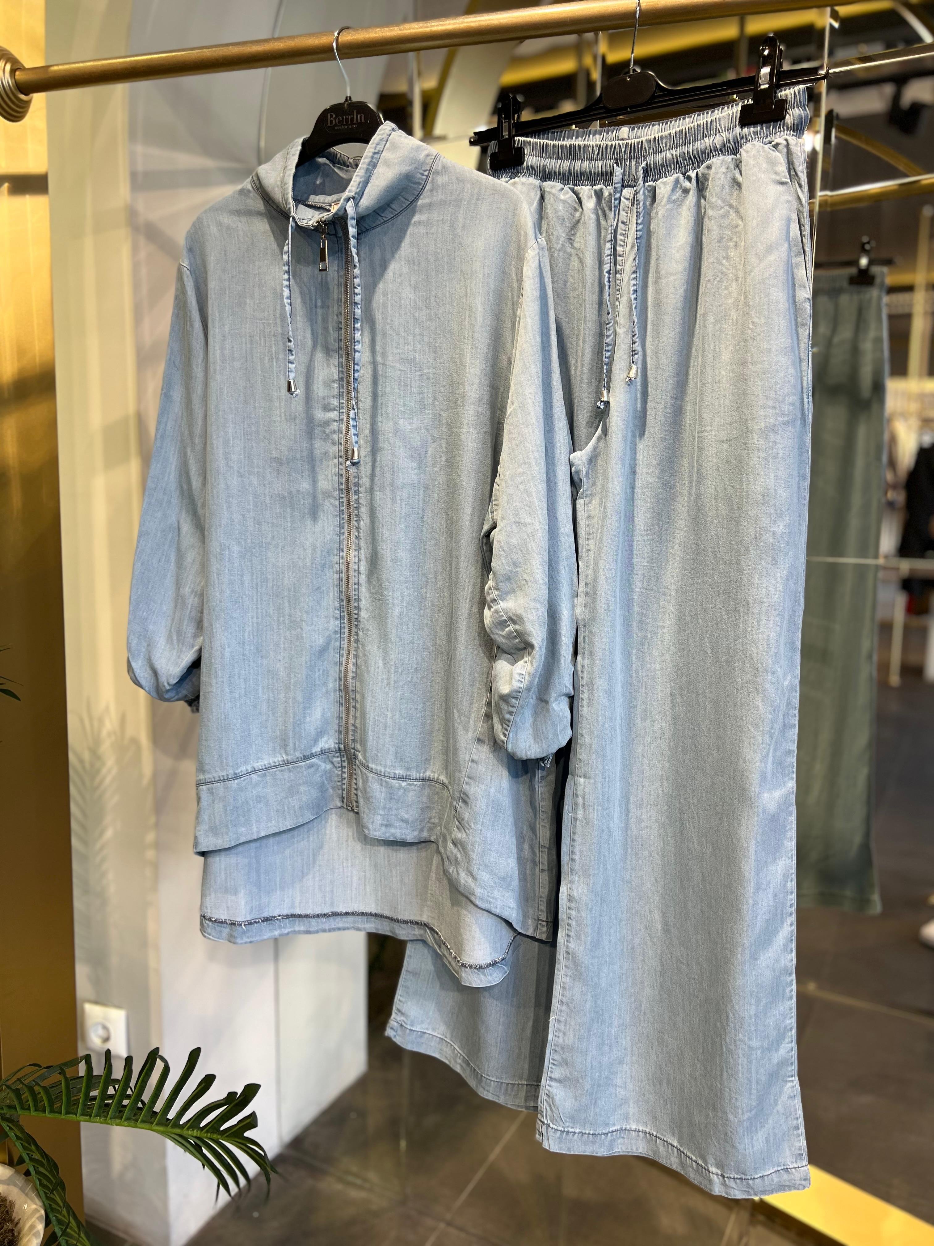 STYLE ELAN- TENSEL İNCE KOT AÇIK MAVİ TAKIM