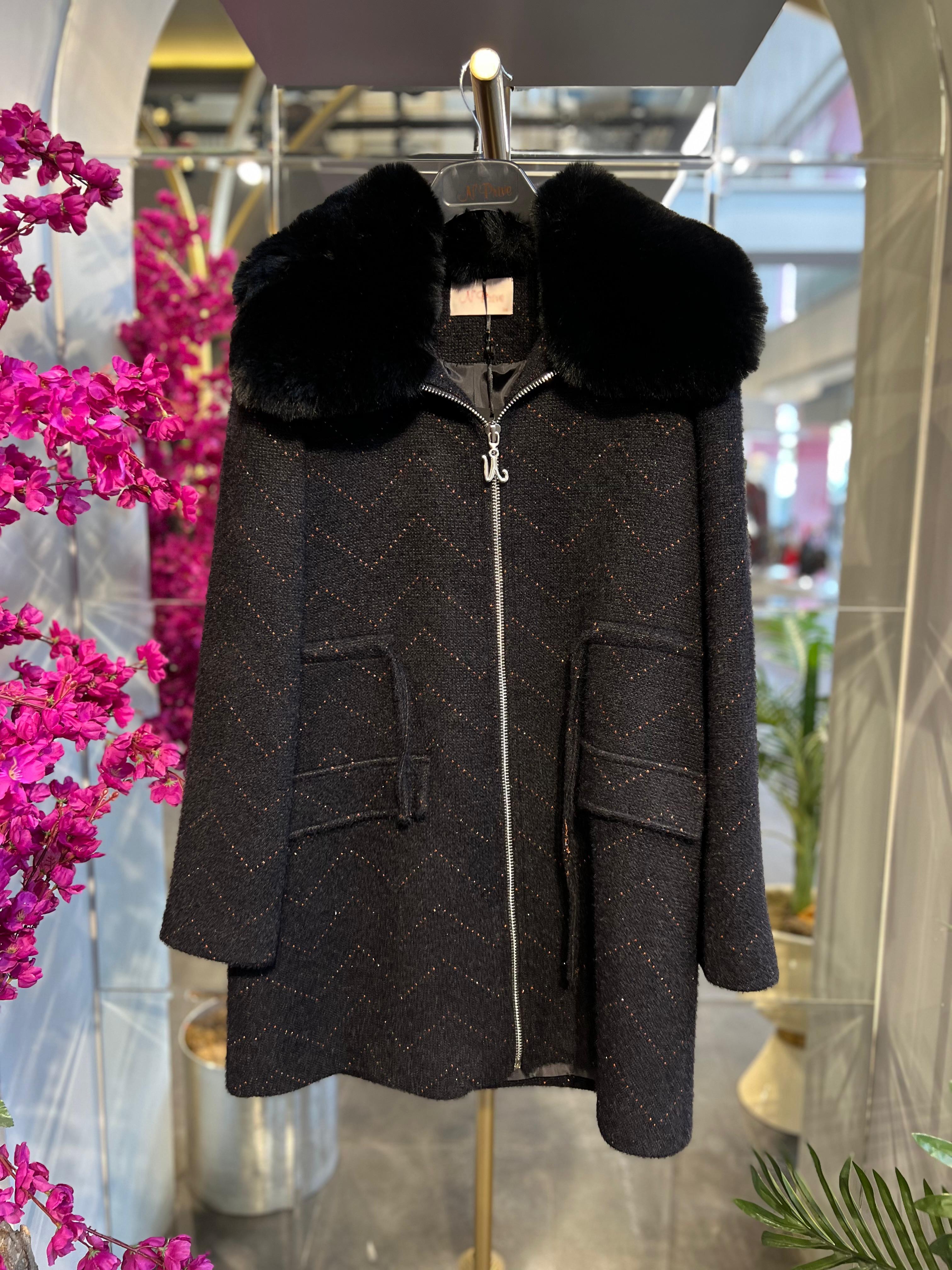 N'PRİVE- KÜRK DETAYLI ÇELİK ÖRME KABAN