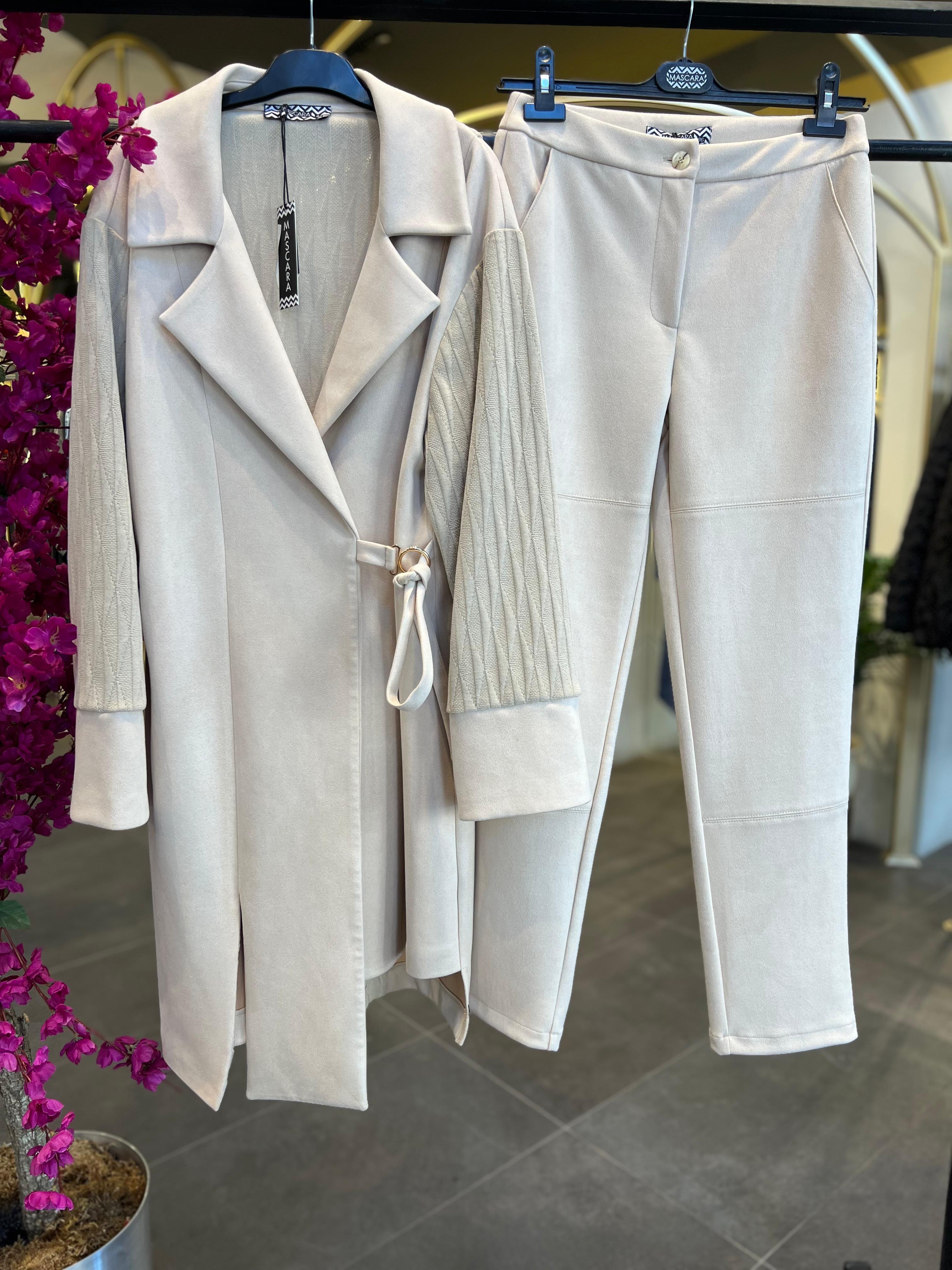 MASCARA- TRİKO DETAYLI NUBUK CEKET TAKIM