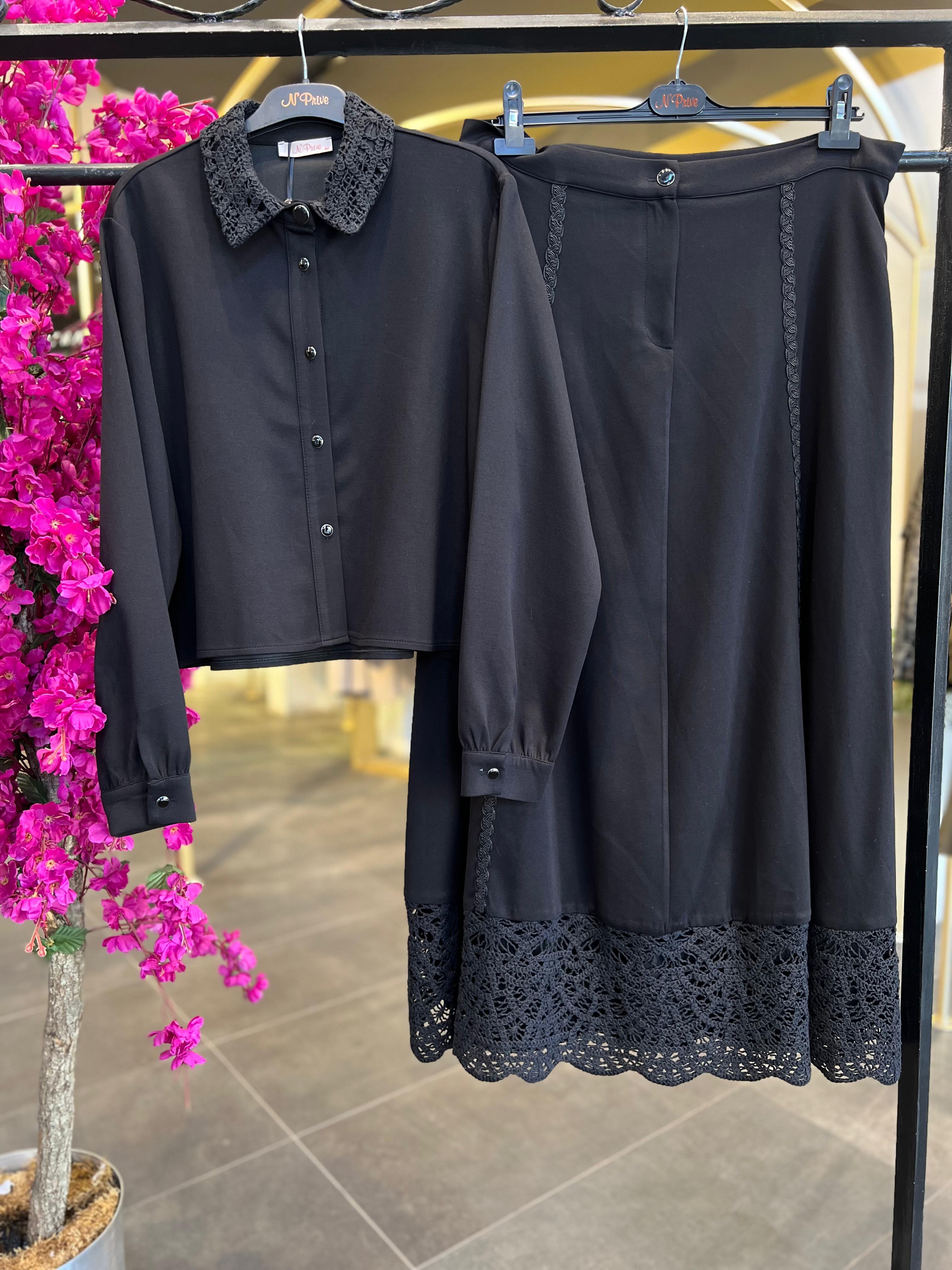 N'PRİVE- DANTEL DETAYLI ETEK TAKIM