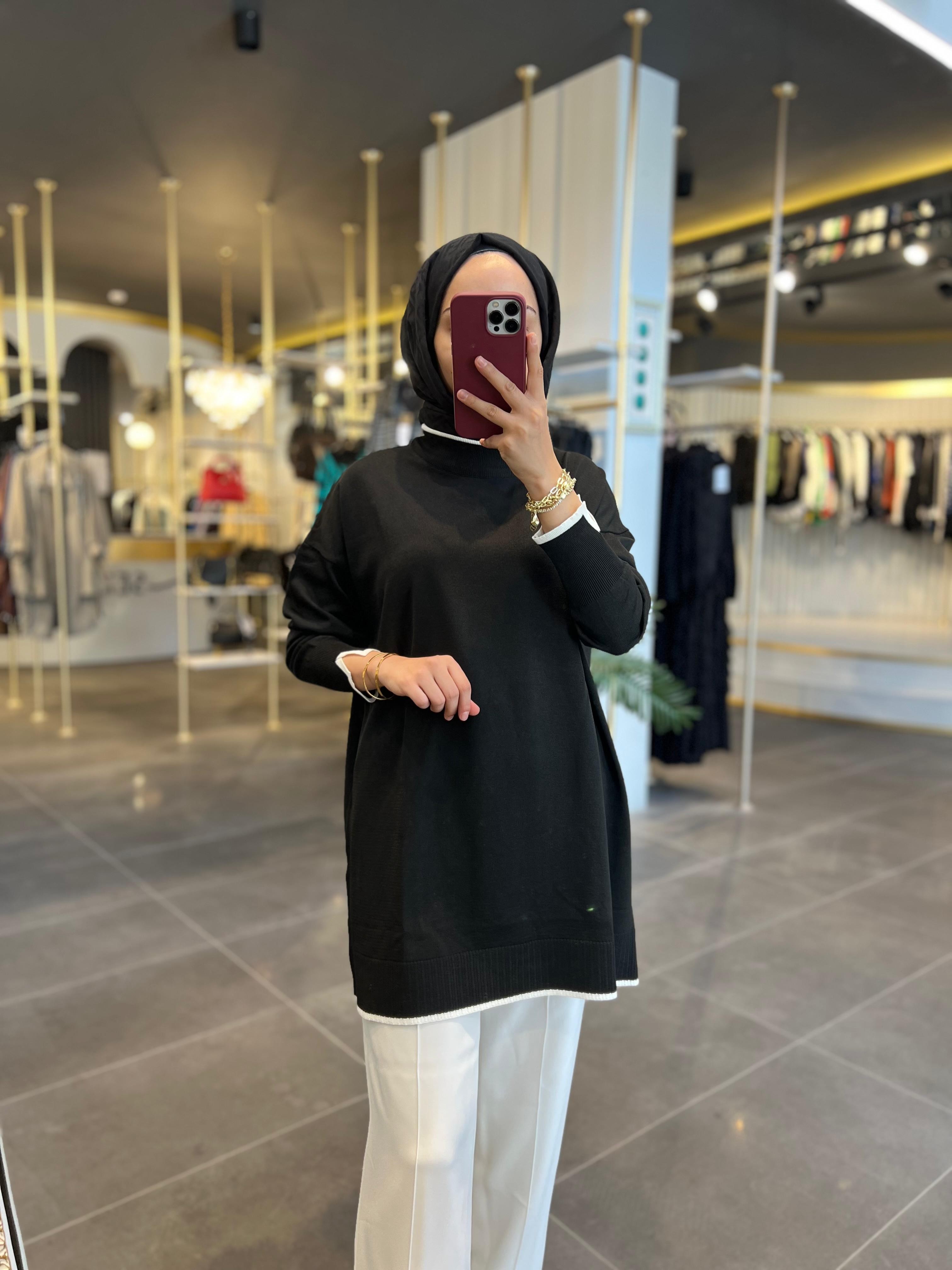 N'PRİVE- MERSERİZE SİYAH TUNİK