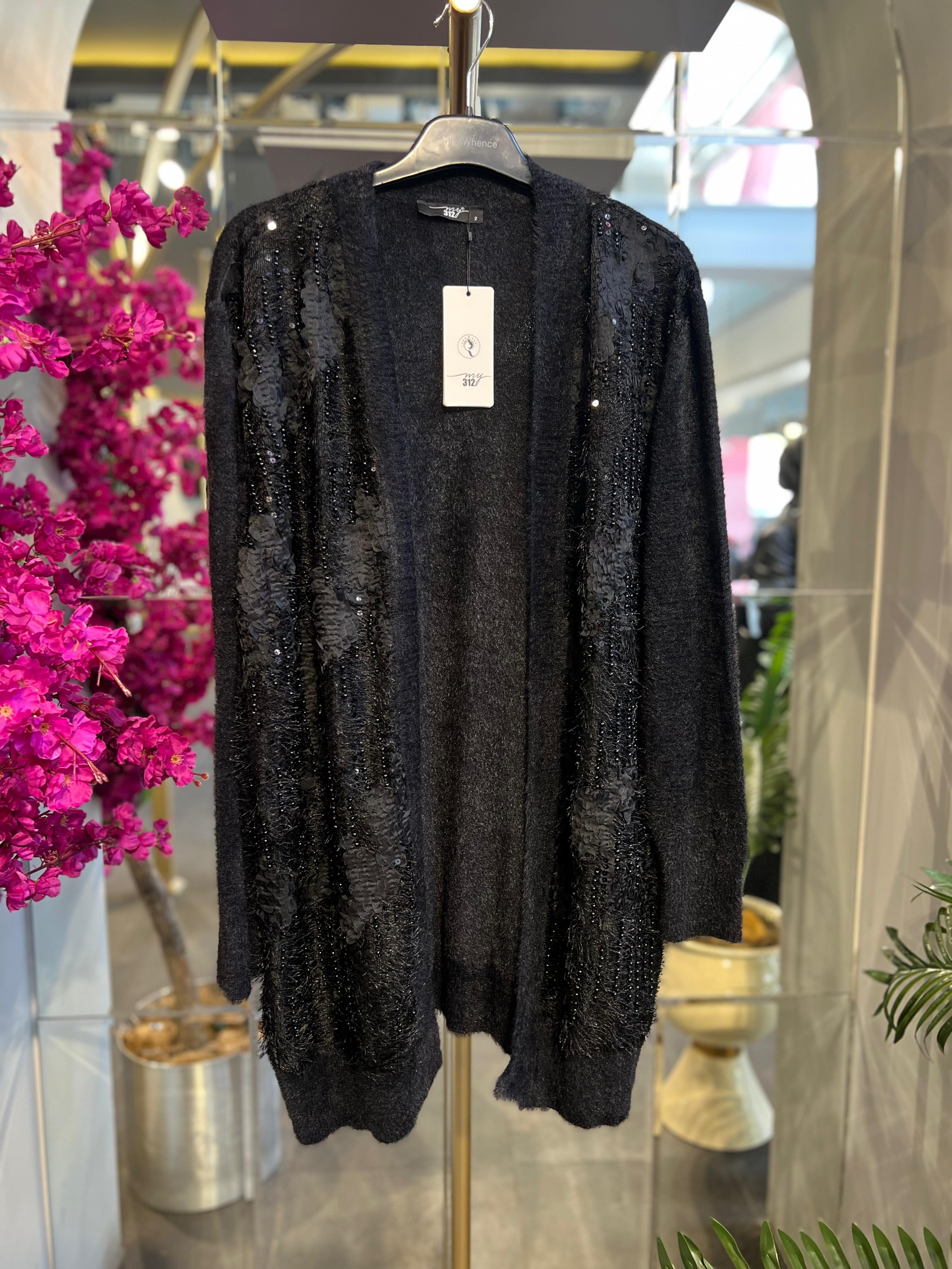 MY312- ÖNÜ TAŞLI TRİKO HIRKA