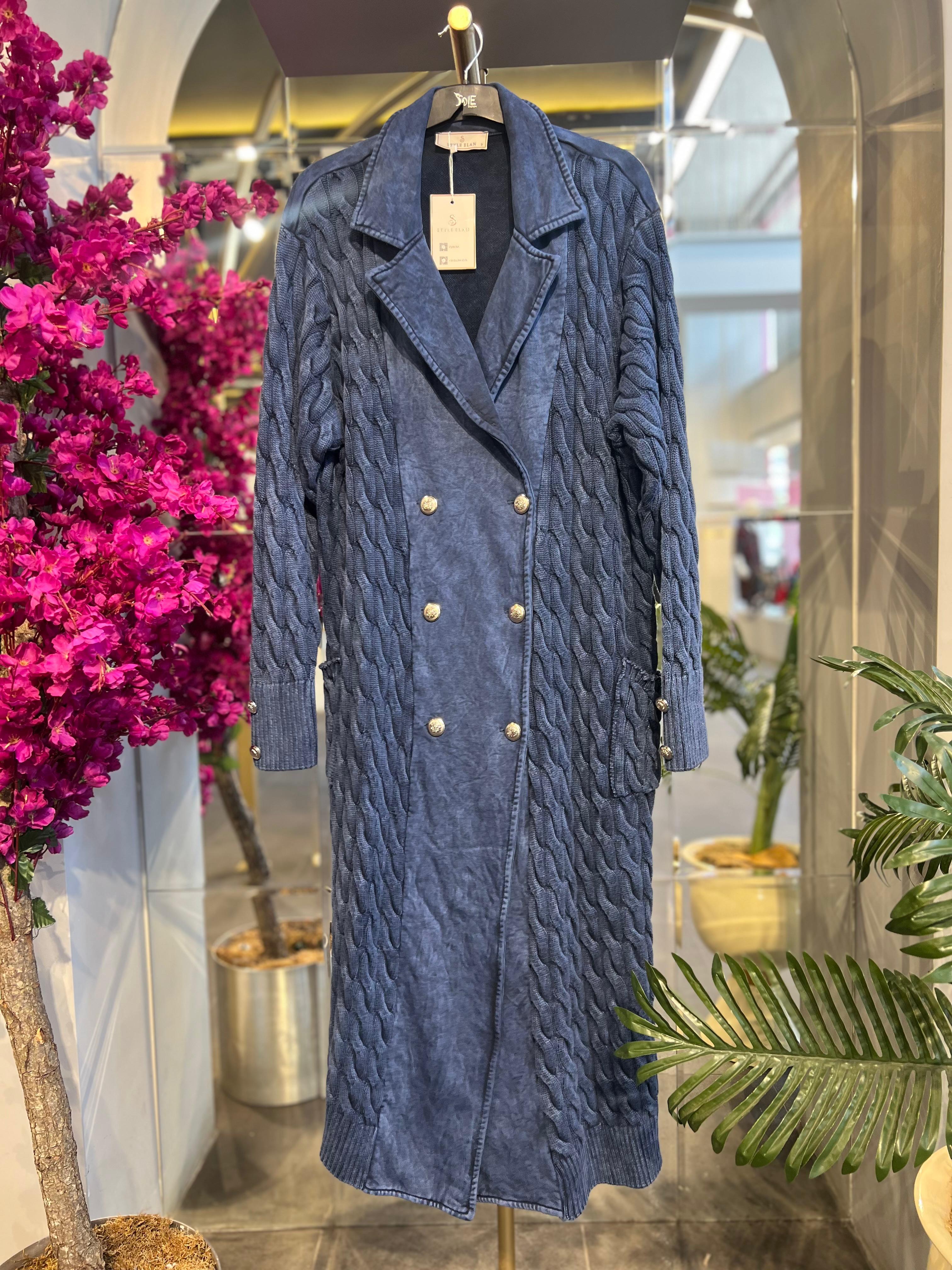 STYLE ELAN- ÖRGÜ DETAYLI UZUN HIRKA