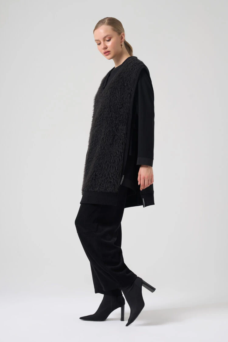 MASCARA- PELUŞ DETAY SİYAH SÜVETER 