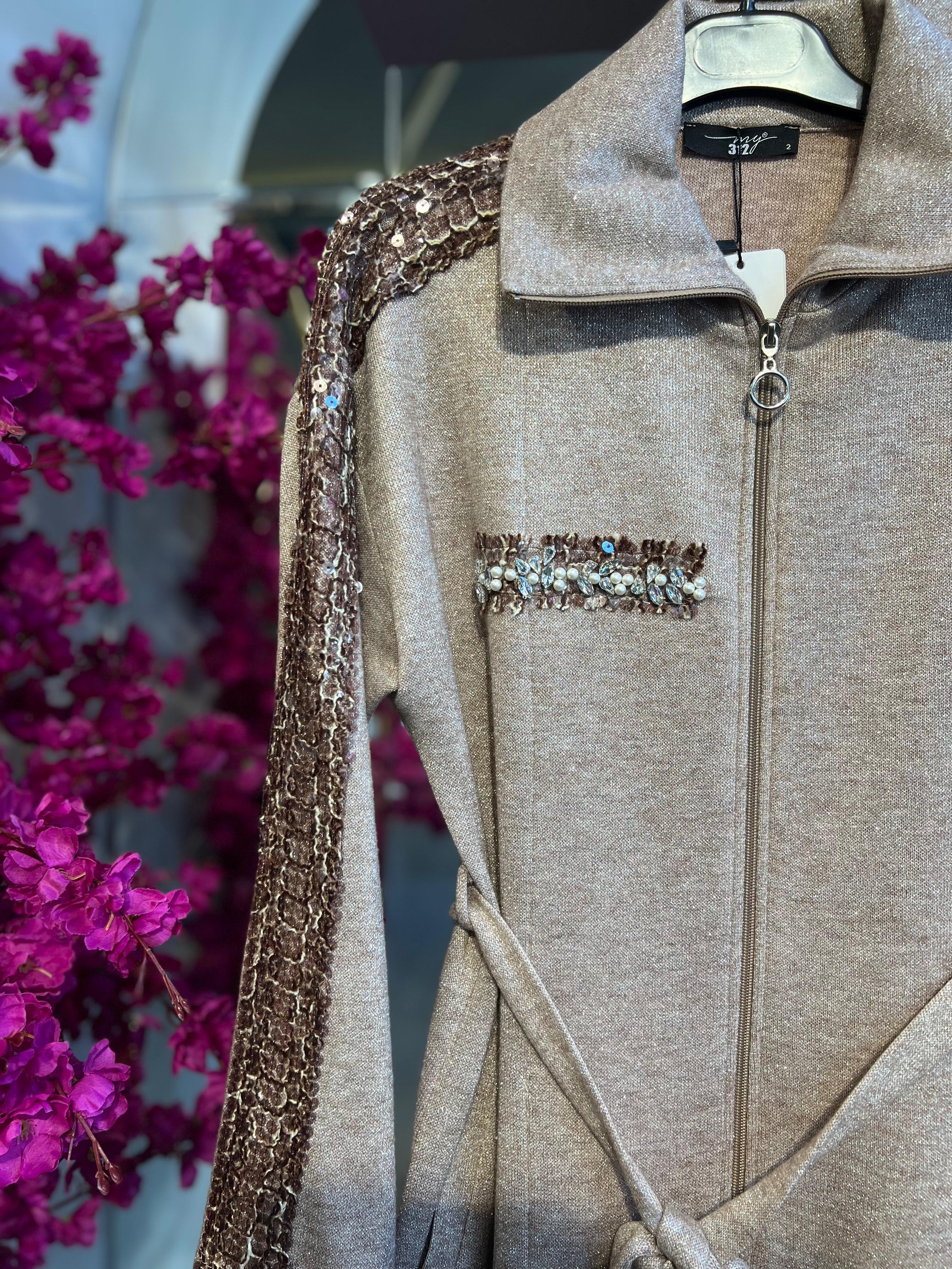 MY312- SİMLİ ÖRME BEJ TAKIM