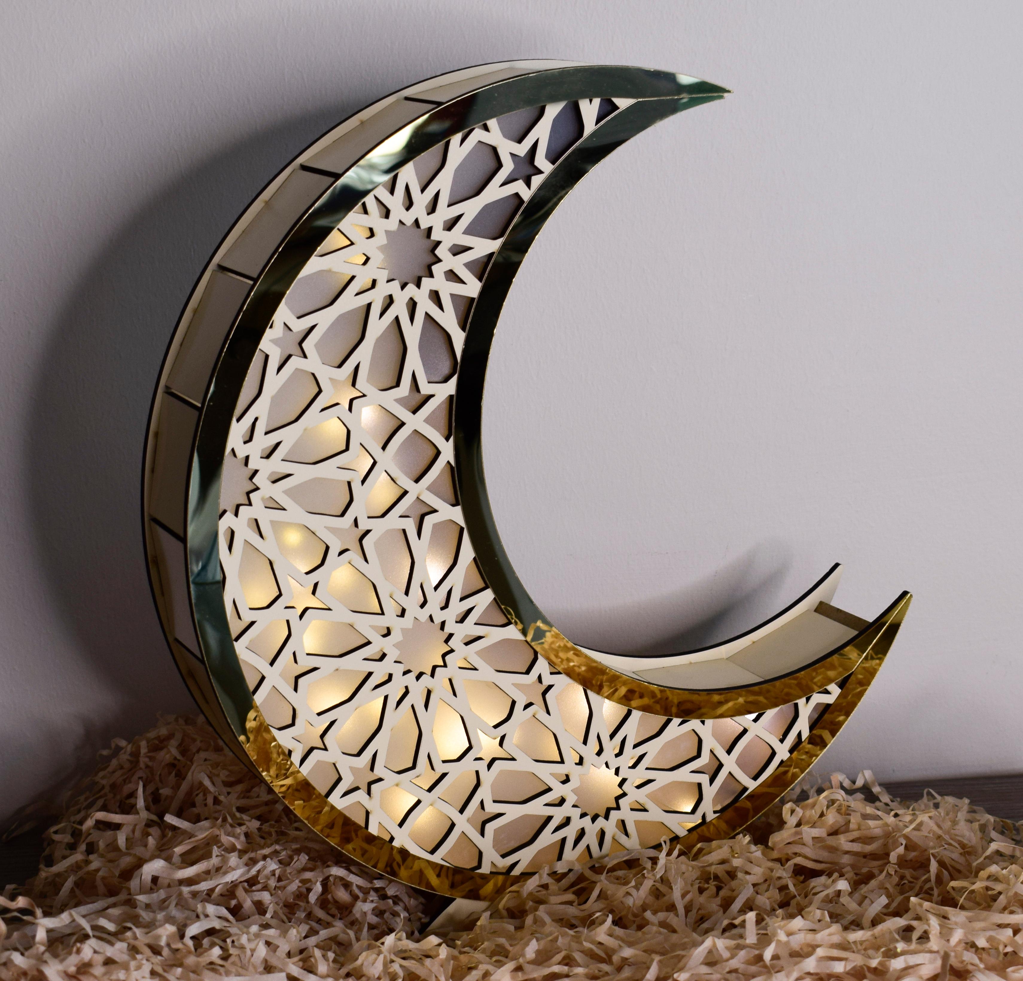 Large Illuminated Crescent Design for Ramadan