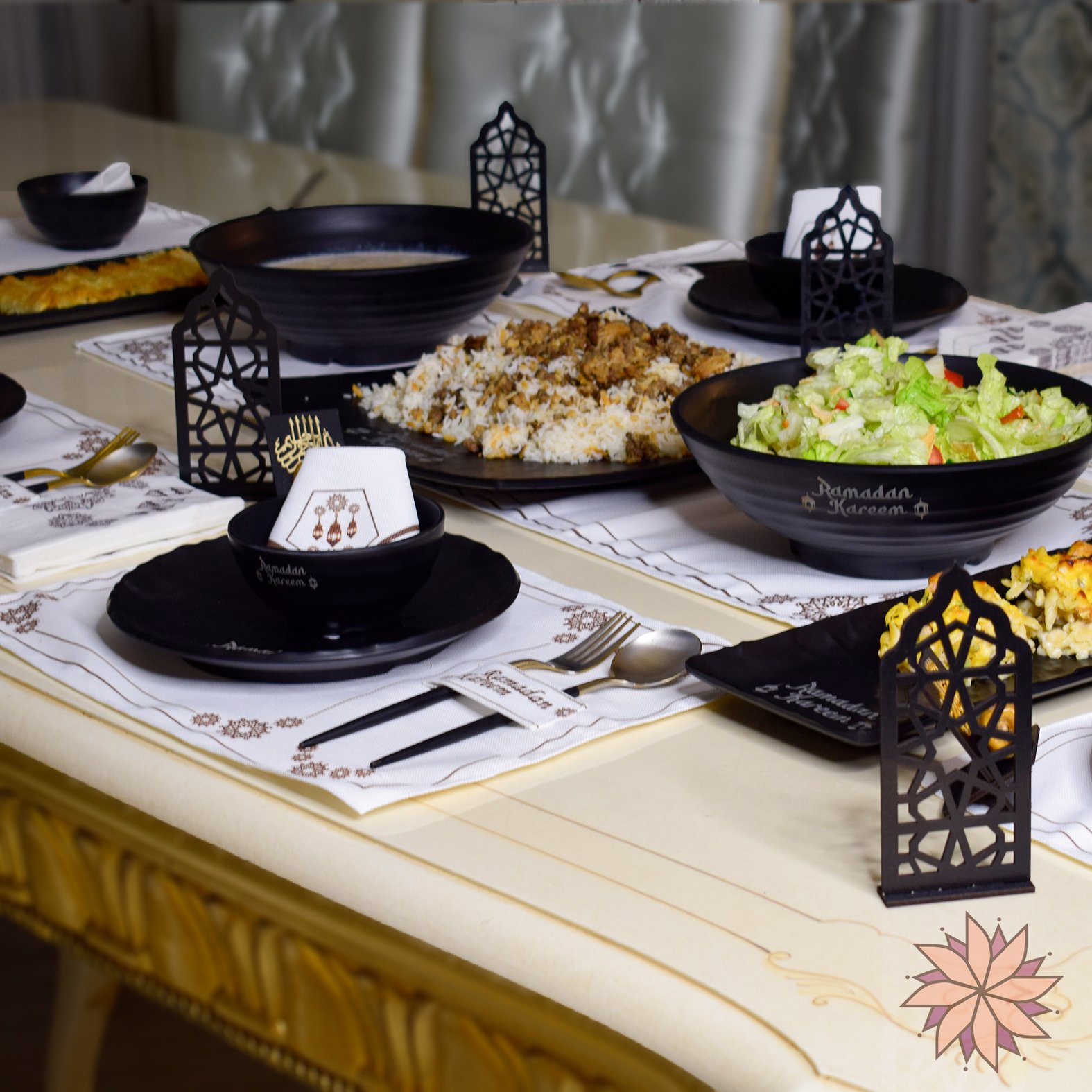 Serving plate specially designed for Ramadan, 53x16.5 cm, decorated with English calligraphy