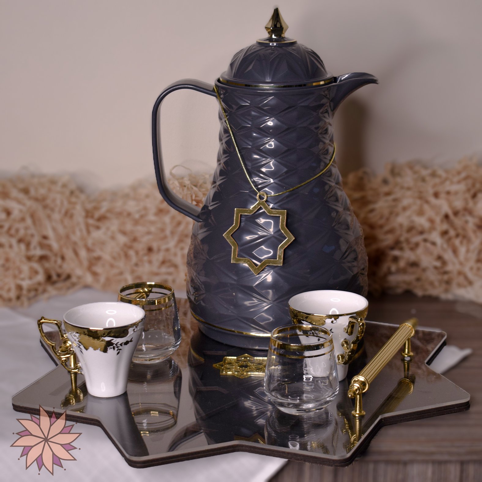 Dark Blue Thermos Designed Specially for Ramadan