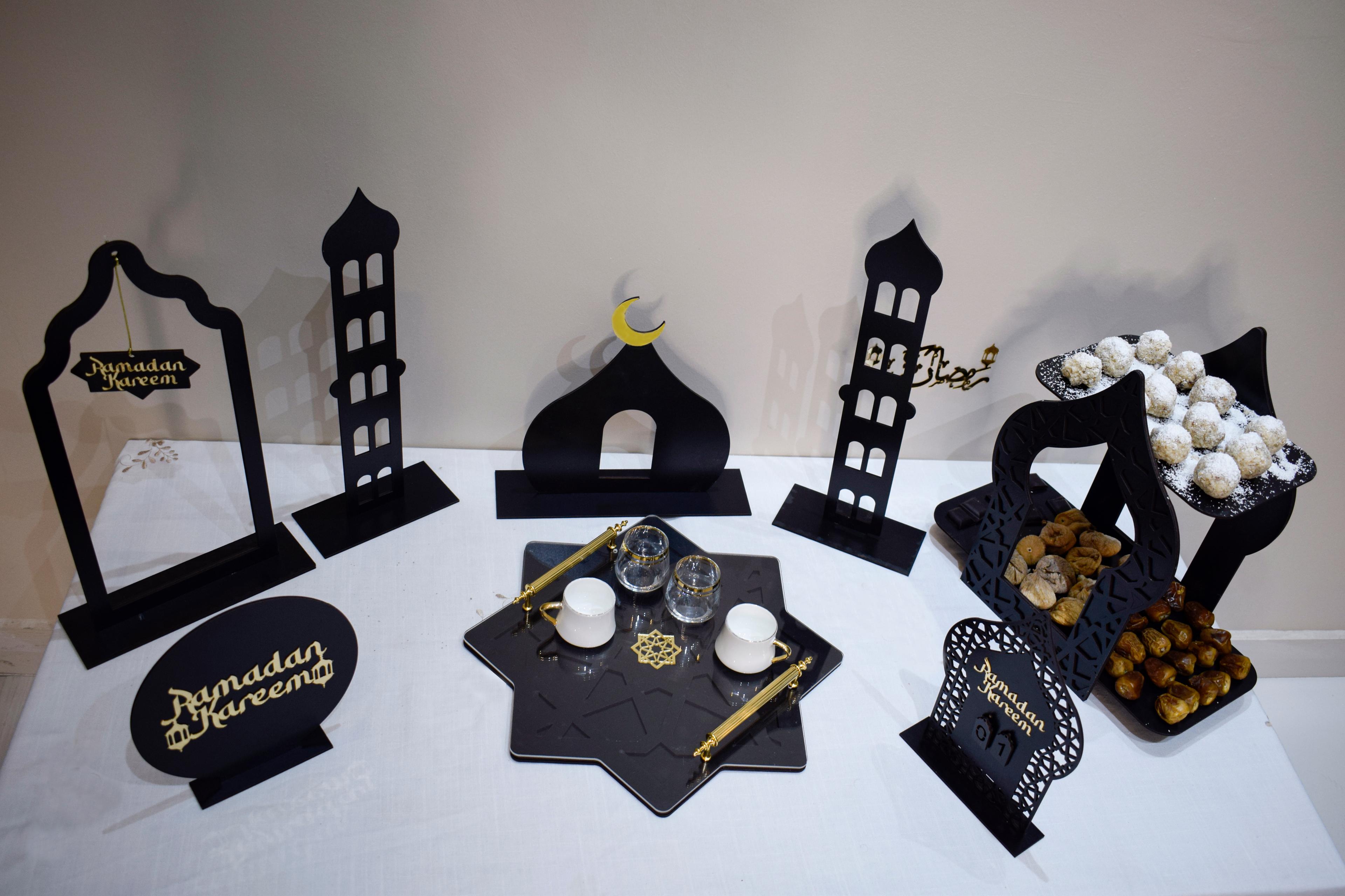 Ramadan wooden decorations with english calligraphy