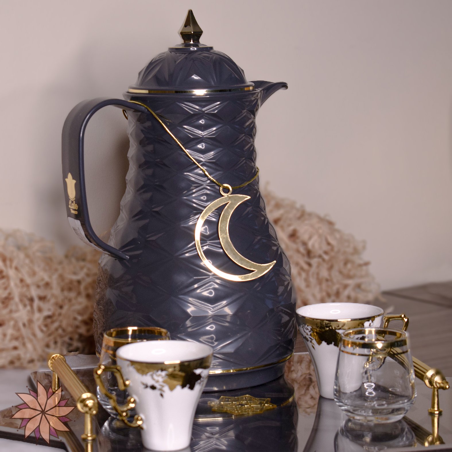 Dark blue thermos specially designed for Ramadan