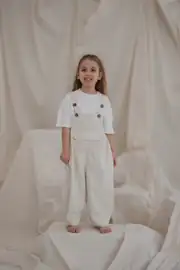 Krem Childhood Velvet Çocuk Salopet Tulum - 250496