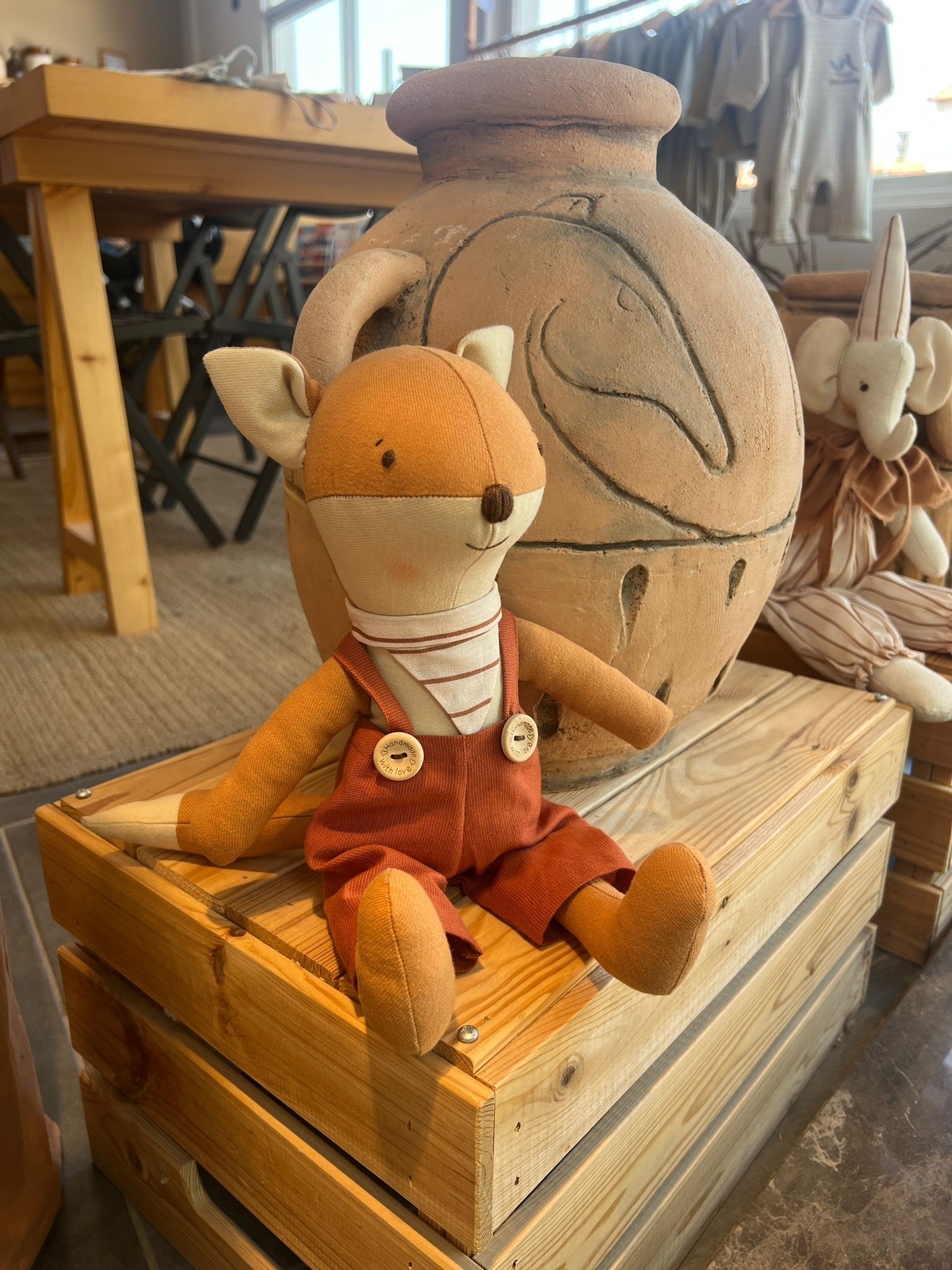 Auntie Me 'Fox Friend With Copper Salopette' Çıngıraklı Keten Oyuncak