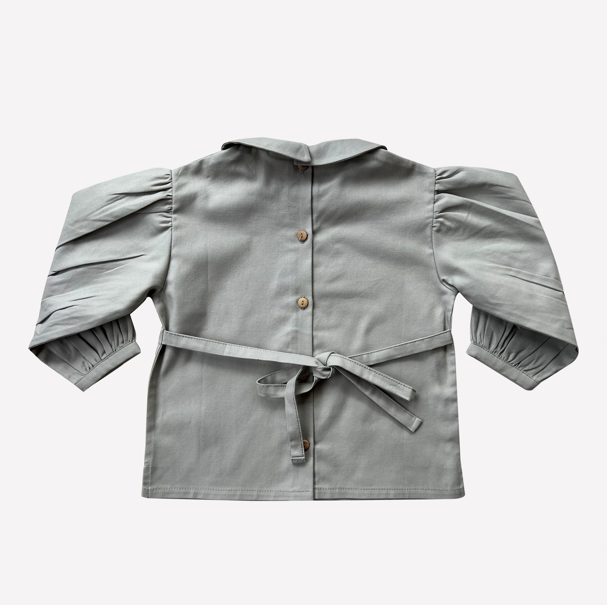 Auntie Me Organic Mirage Gray ‘Goose’ Flannel Shirt with Tied Back