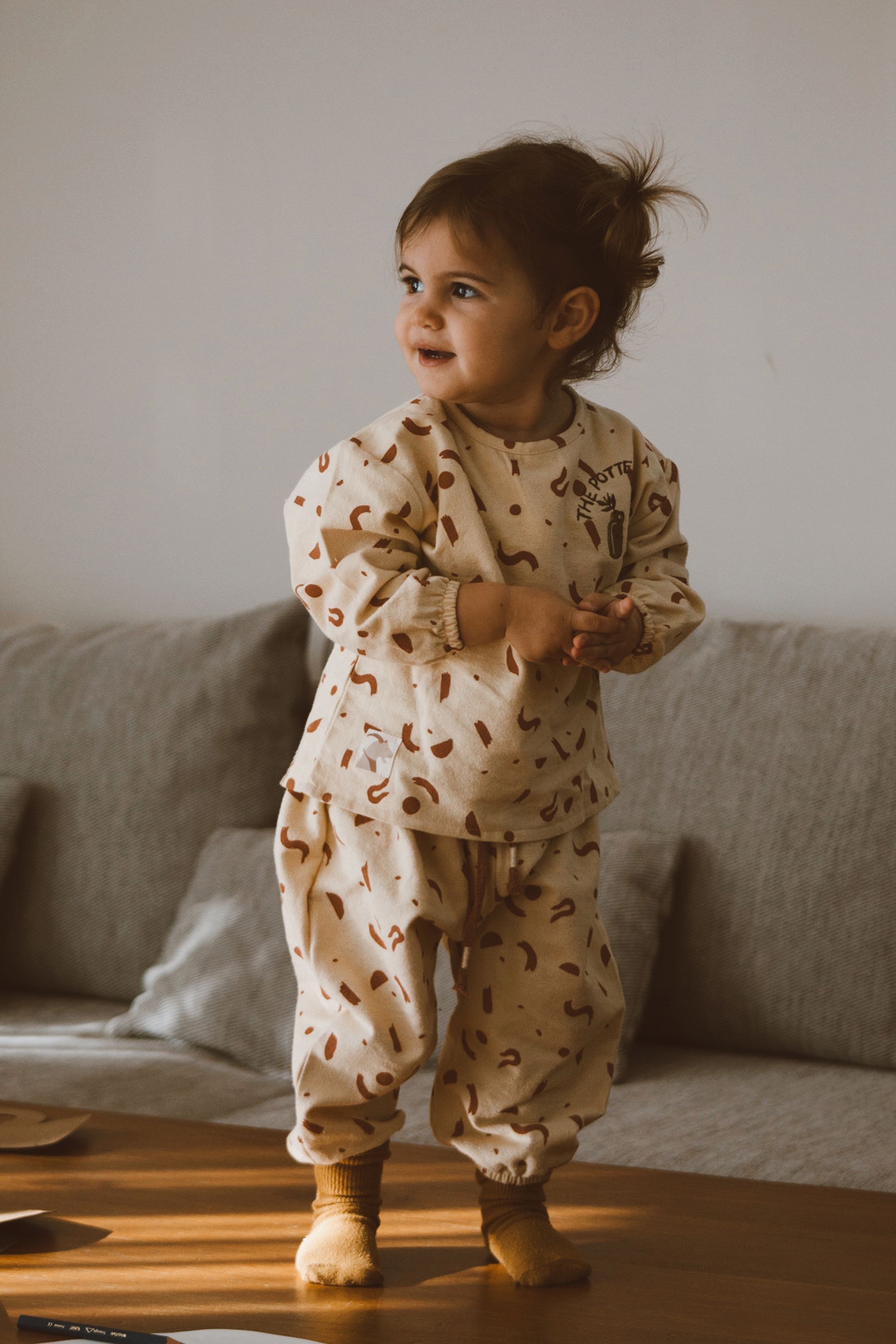 Auntie Me Biscotti ’Irregular Shapes’ Flannel Trousers