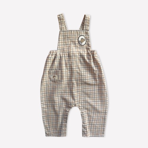 Auntie Me Organic 'Wavy Checked' Woven Salopette