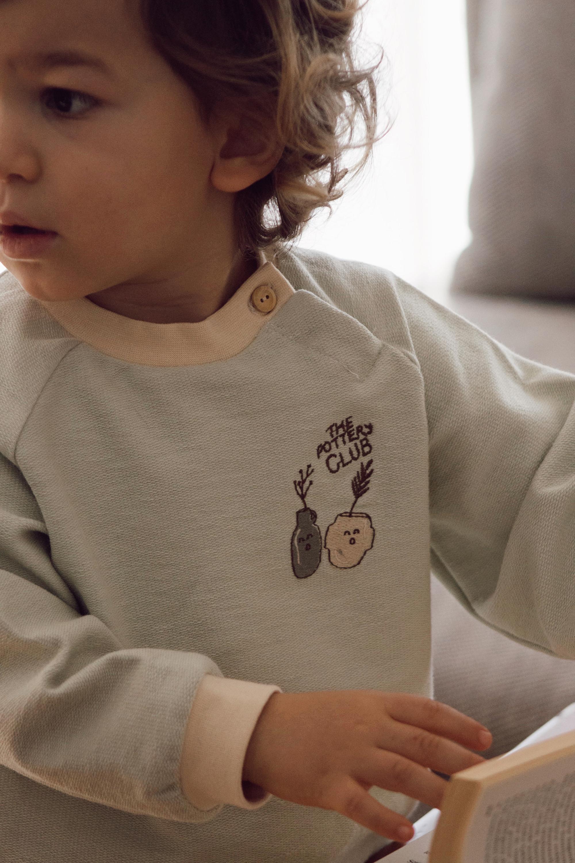 Auntie Me Organic Celadon 'the Pottery Club' Sweatshirt