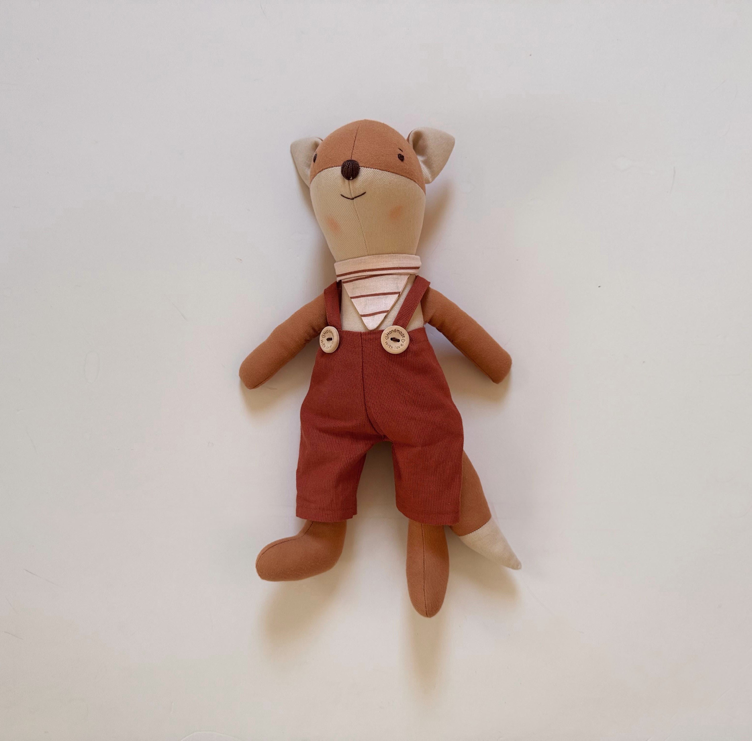 Auntie Me 'Fox Friend With Copper Salopette' Çıngıraklı Keten Oyuncak