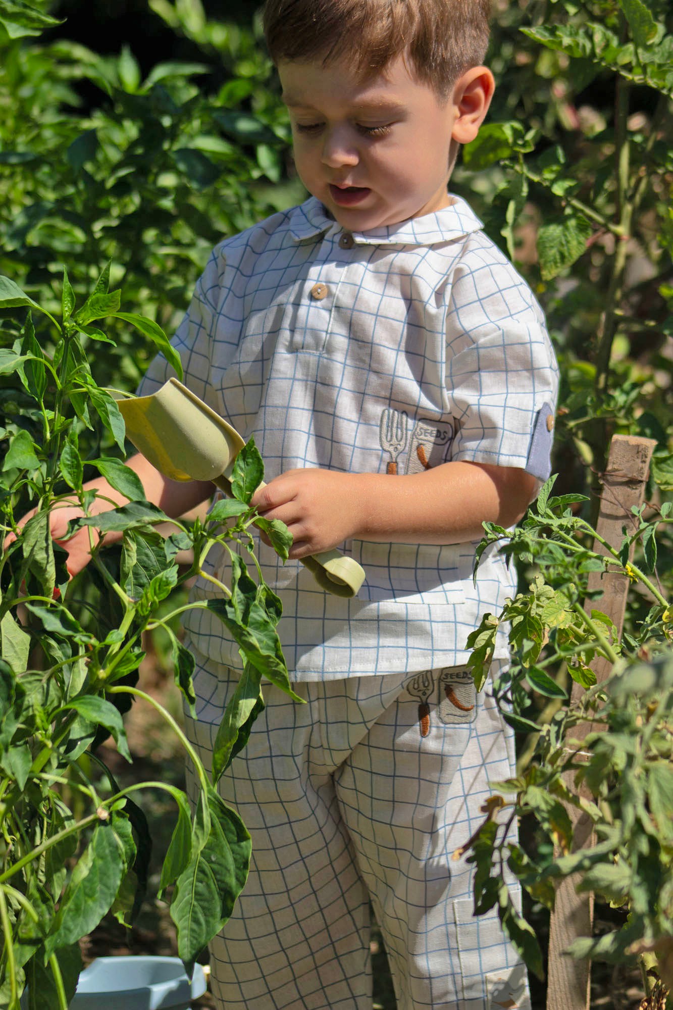 Auntie Me Organic Wide Checked 'Seed' Trousers