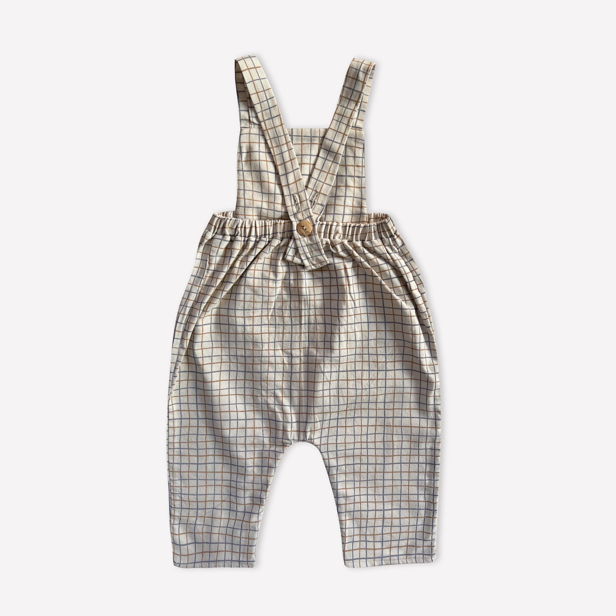 Auntie Me Organic 'Wavy Checked' Woven Salopette