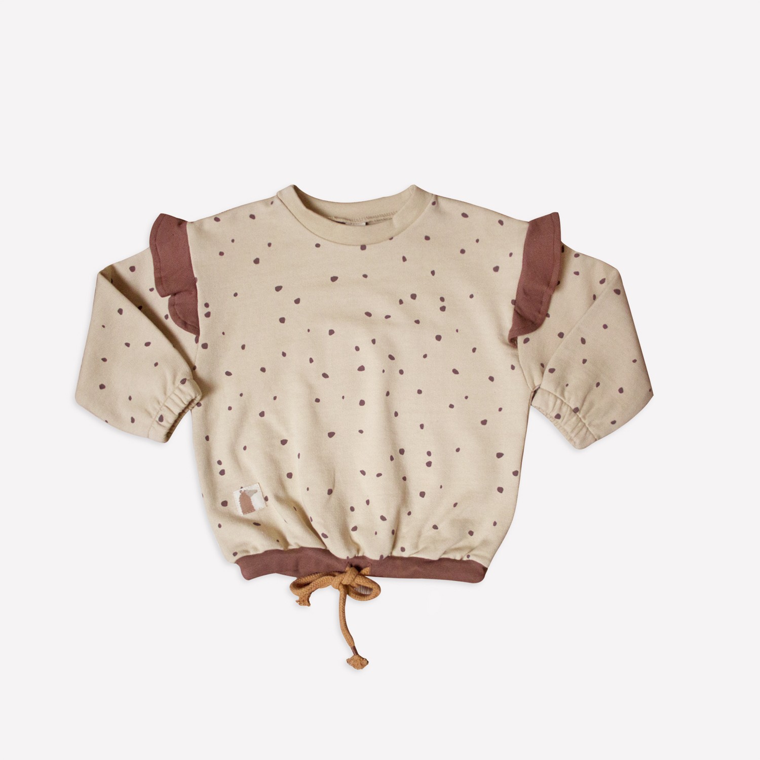 Auntie Me Organic Semolina ‘Irregular Dots’ Frill Sweater