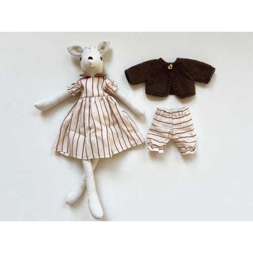 Auntie Me 'Deer Friend with Striped Dress ' Linen Toy