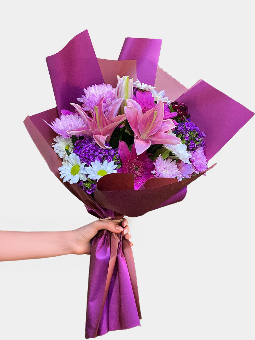 Pembe Lilyum &  Kasımpatı Buketi 