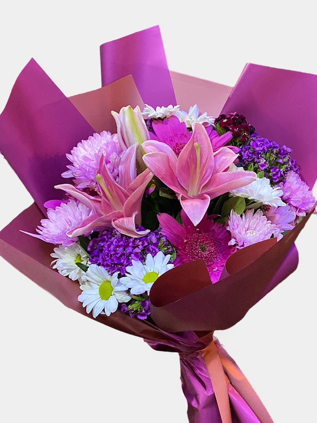 Pembe Lilyum &  Kasımpatı Buketi 