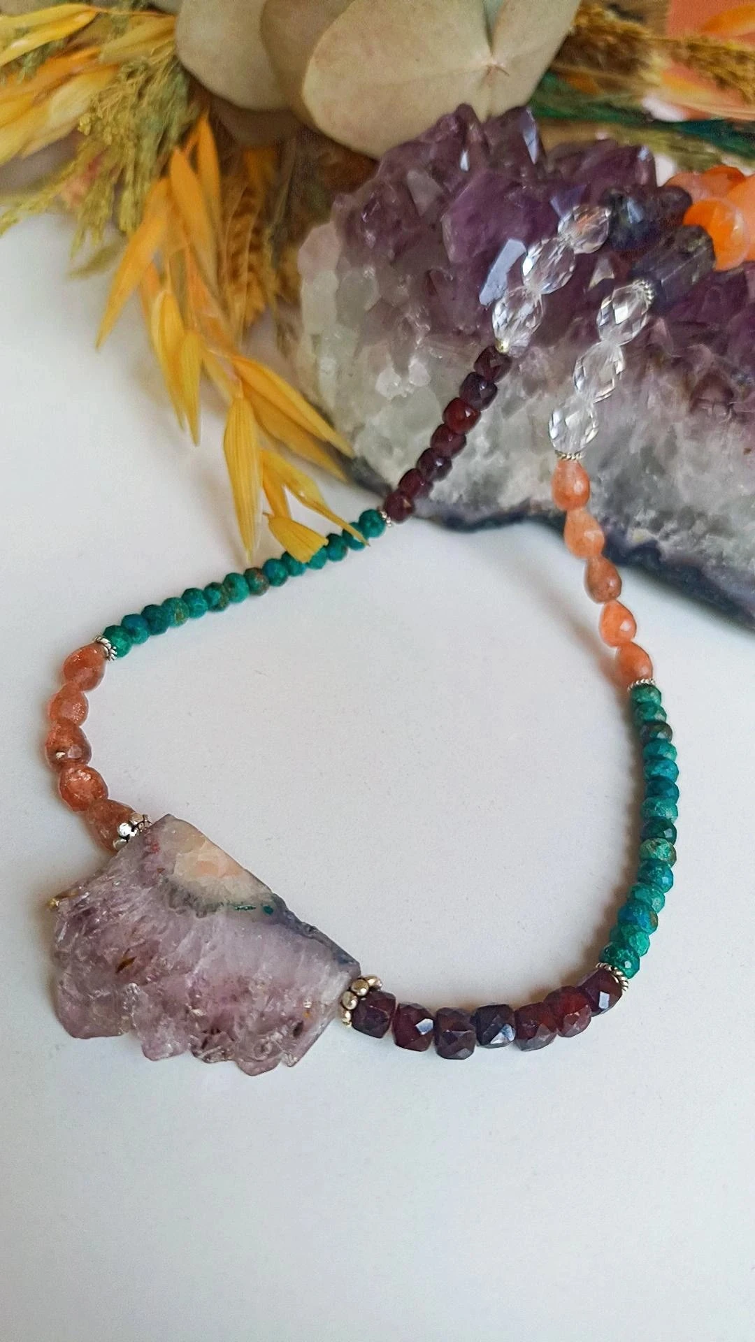 Yedi Çakra Doğal Taş Kolye