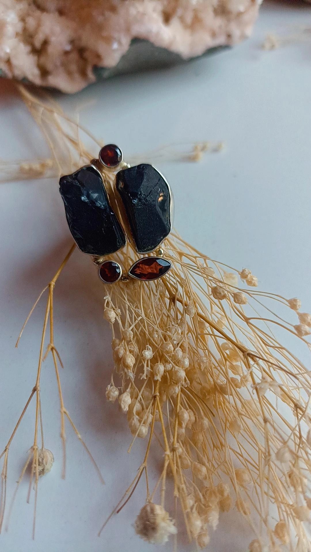 Turmalin Kalkanı & Lal'in Ateşi Doğal Taş Yüzük