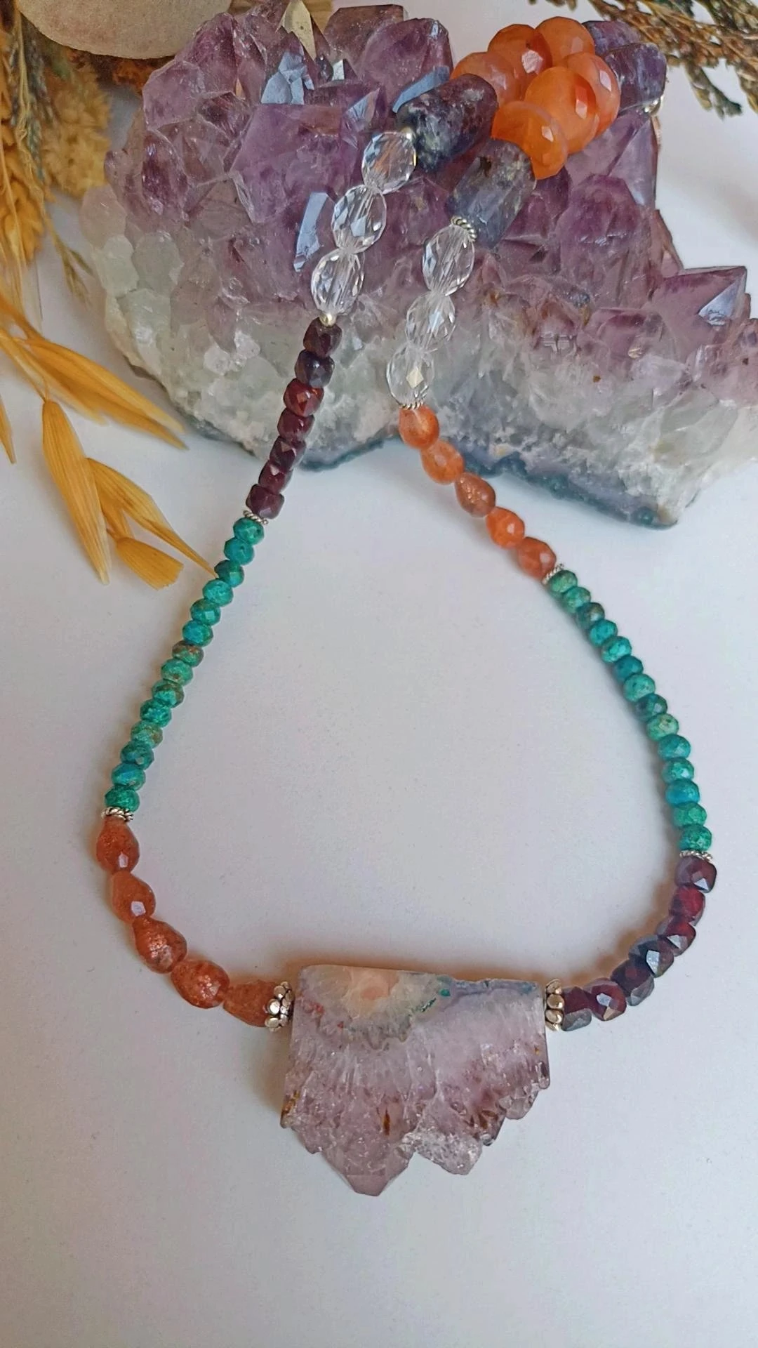 Yedi Çakra Doğal Taş Kolye