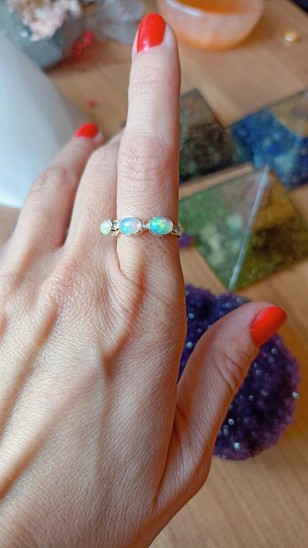 Ateşten Doğan Işık & Etiyopya Opal Gümüş Yüzük