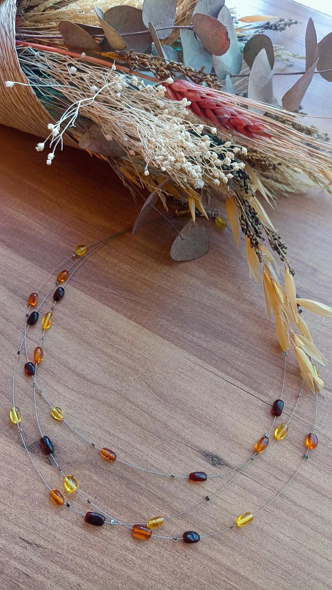 Kehribar Doğal Taş Kolye