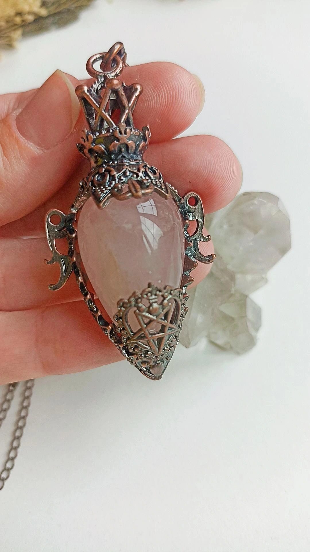 Pembe Kuvars Bakır Pandül