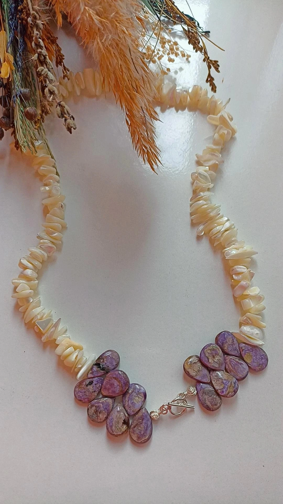 Çeroit& Sedef Doğal Taş Kolye