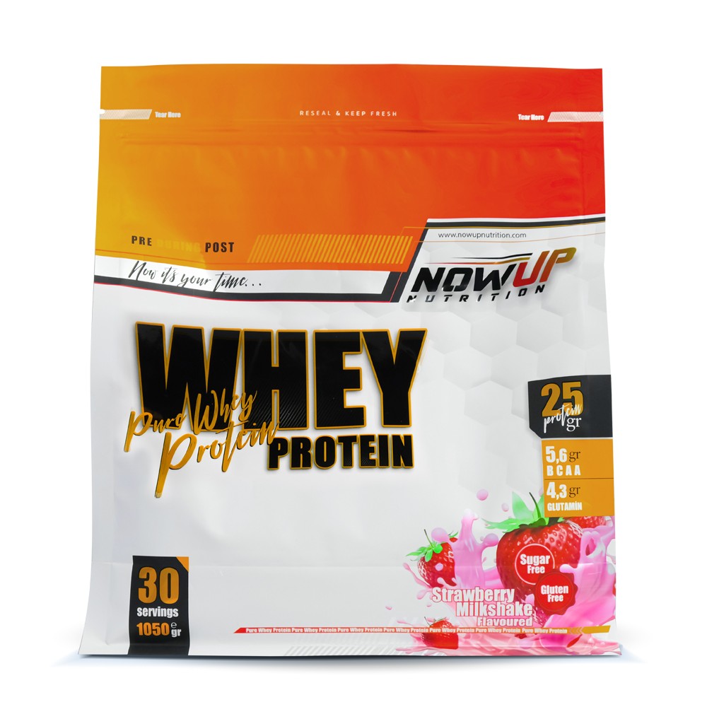 %100 Whey Protein Tozu Çilek Aromalı - 1050 gr. - Kas Gelişimi Ve Korunması