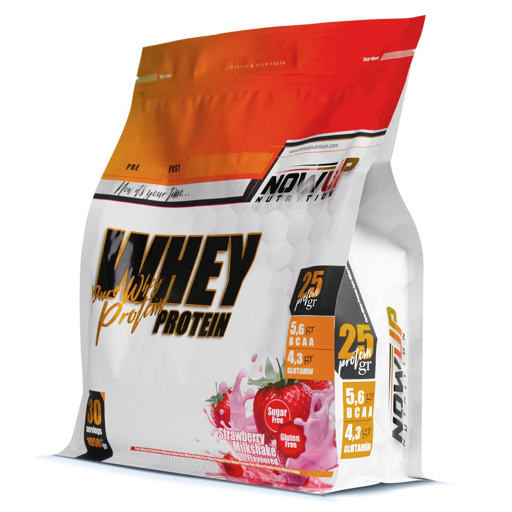 %100 Whey Protein Tozu Çilek Aromalı - 1050 gr. - Kas Gelişimi Ve Korunması