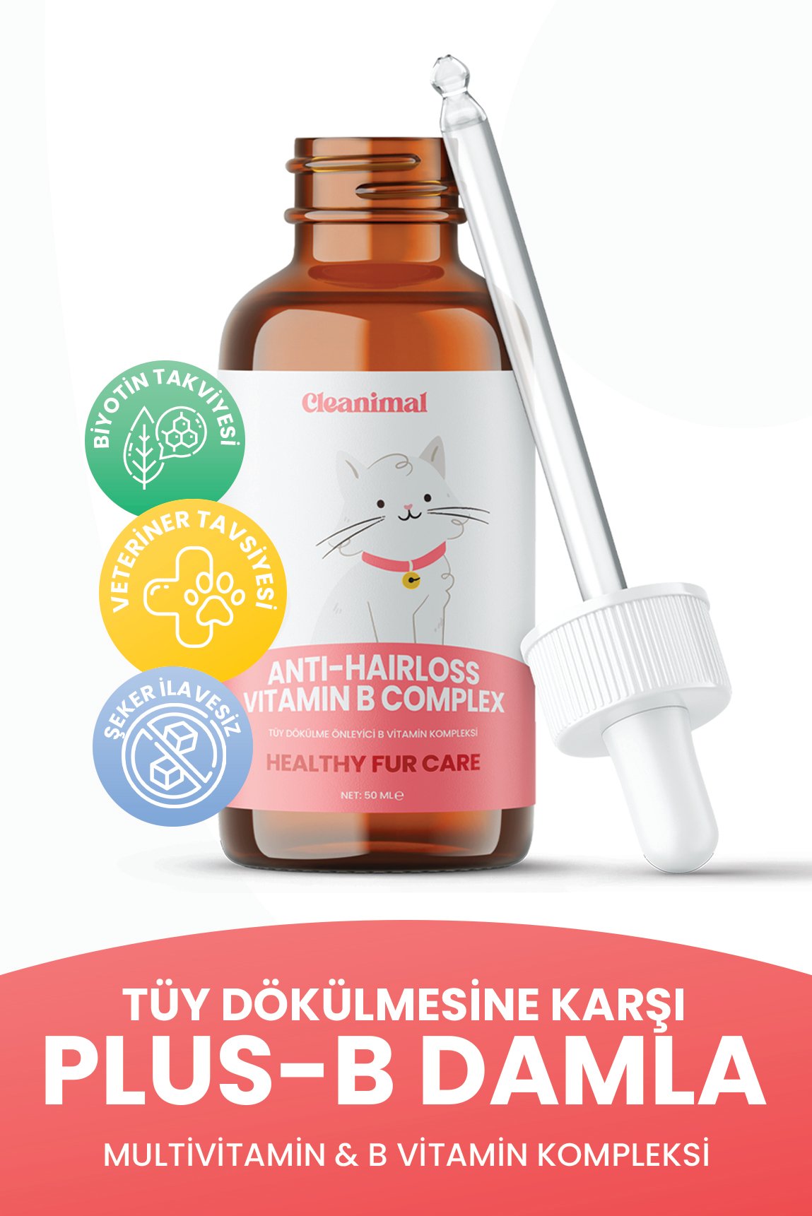 Kediler İçin Tüy Dökülme Önleyici Plus B Damla