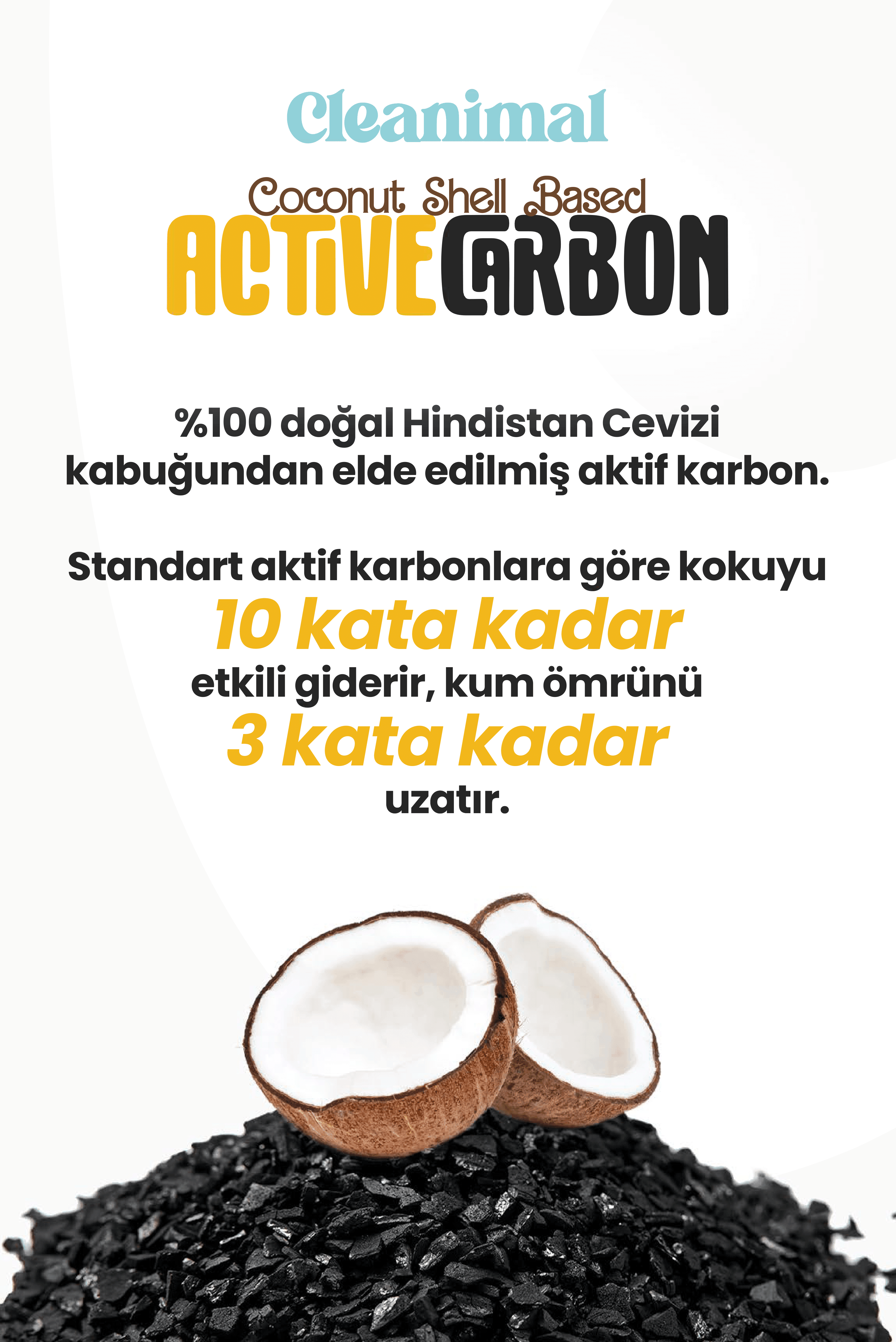 Aktif Karbon Kedi Kumu Koku Giderici